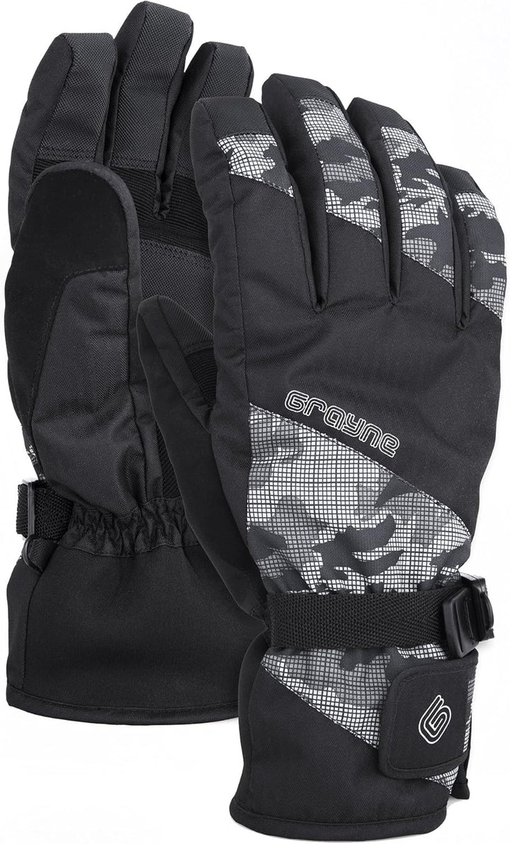 Grayne Canyon Men's Insulated Ski And Snowboard Gloves with Touch Screen Tech