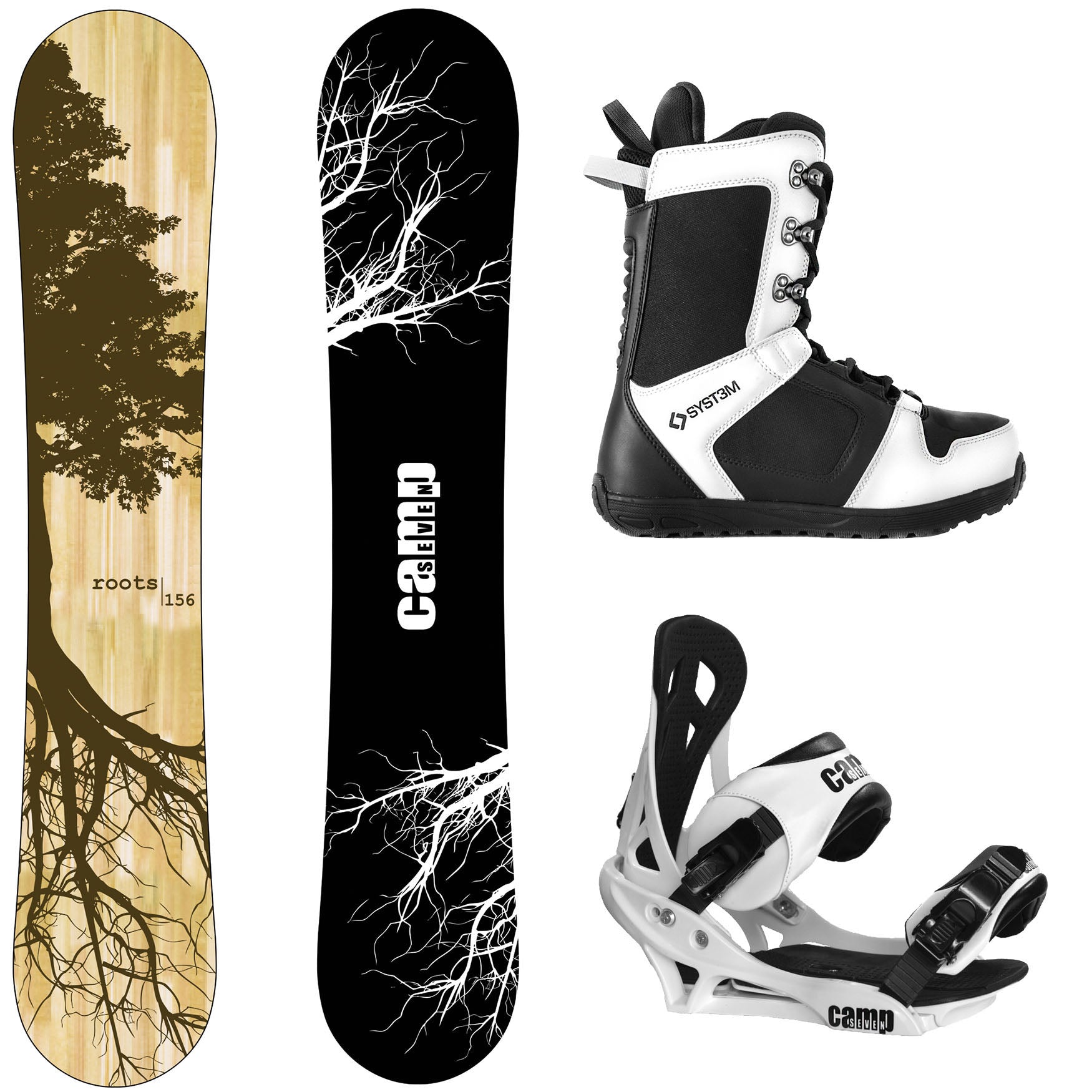 2026 Complete Snowboard Package - Camp Seven Roots, APX Boots