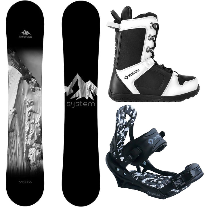 System Timeless Snowboard, APX Boots, APX Bindings - Men's Complete Snowboard Package