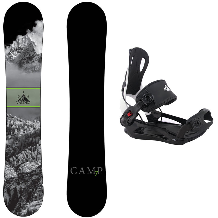 Camp Seven Valdez Snowboard, MTN Rear Entry Bindings - Men's Snowboard & Binding Package