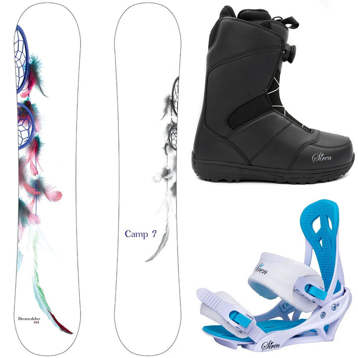 Camp Seven Dreamcatcher Snowboard, Black Pro Twist Boots, Mystic Bindings - Women's Complete Snowboard Package 2027