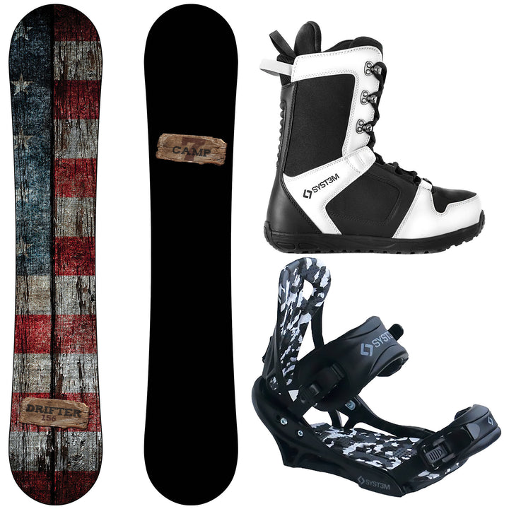 Camp Seven Drifter Snowboard, APX Boots, APX Bindings - Men's Complete Snowboard Package