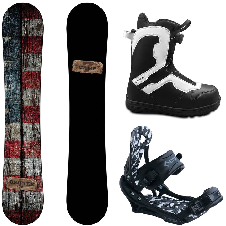 Camp Seven Drifter Snowboard, Pro Twist Boots, APX Bindings - Men's Complete Snowboard Package