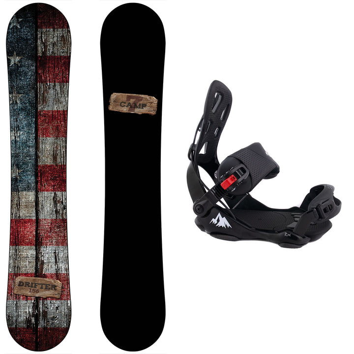 Camp Seven Drifter Snowboard,  LTX Rear Entry Bindings - Men's Snowboard & Binding Package