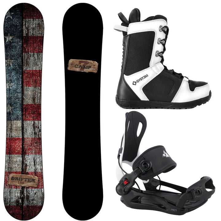 Camp Seven Drifter Snowboard, APX Boots, MTN Bindings - Men's Complete Snowboard Package
