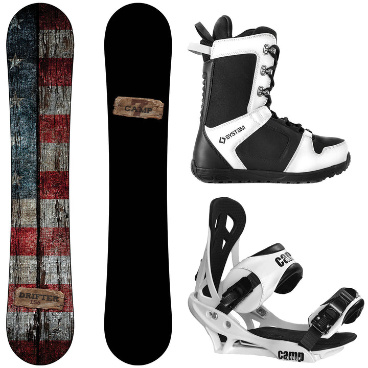 Camp Seven Drifter Snowboard, APX Boots, Summit Bindings - Men's Complete Snowboard Package