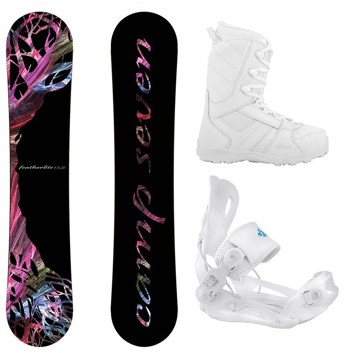 Camp Seven Featherlite Snowboard, LUX Boots, LUX Bindings - Women's Complete Snowboard Package