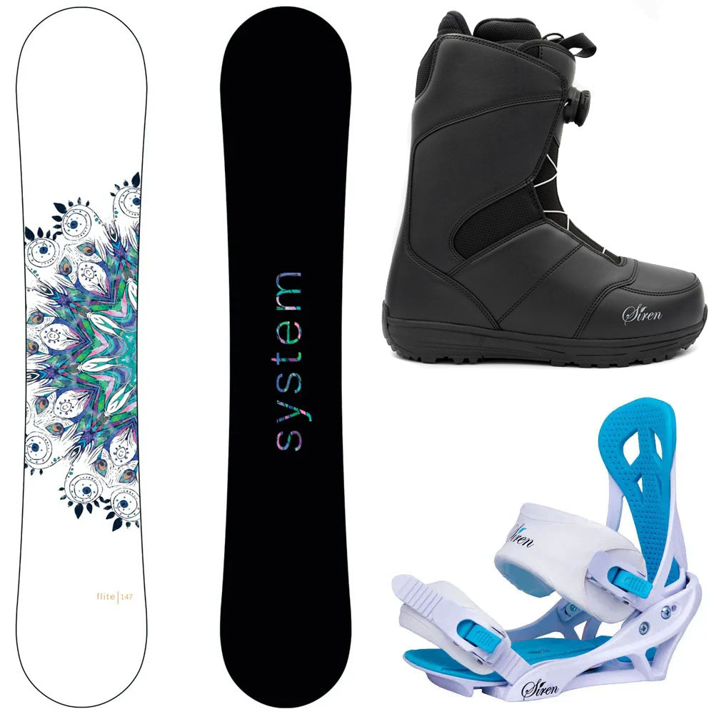 System Flite Snowboard, Black Pro Twist Boots, Mystic Bindings - Women's Complete Snowboard Package 2027