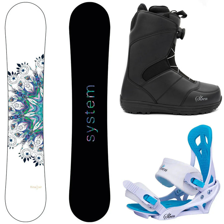 System Flite Snowboard, Black Pro Twist Boots, Mystic Bindings - Women's Complete Snowboard Package 2027