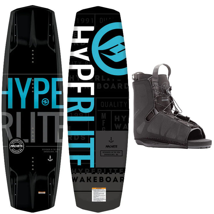 Hyperlite Machete Wakeboard, Frequency Bindings - Men's Complete Wakeboard Package