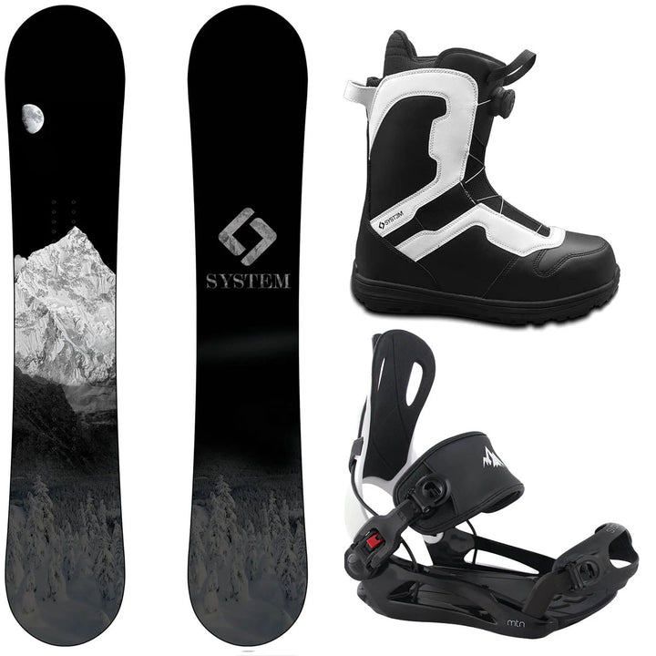 System MTN Snowboard, Pro Twist Boots, MTN Bindings - Men's Complete Snowboard Package