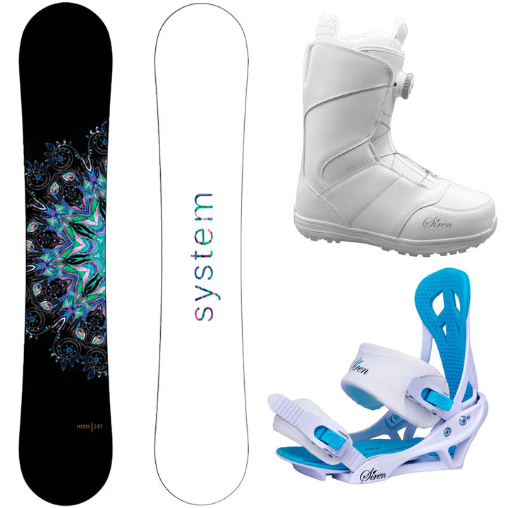 System MTNW Snowboard, Pro Twist Boots, Mystic Bindings - Women's Complete Snowboard Package