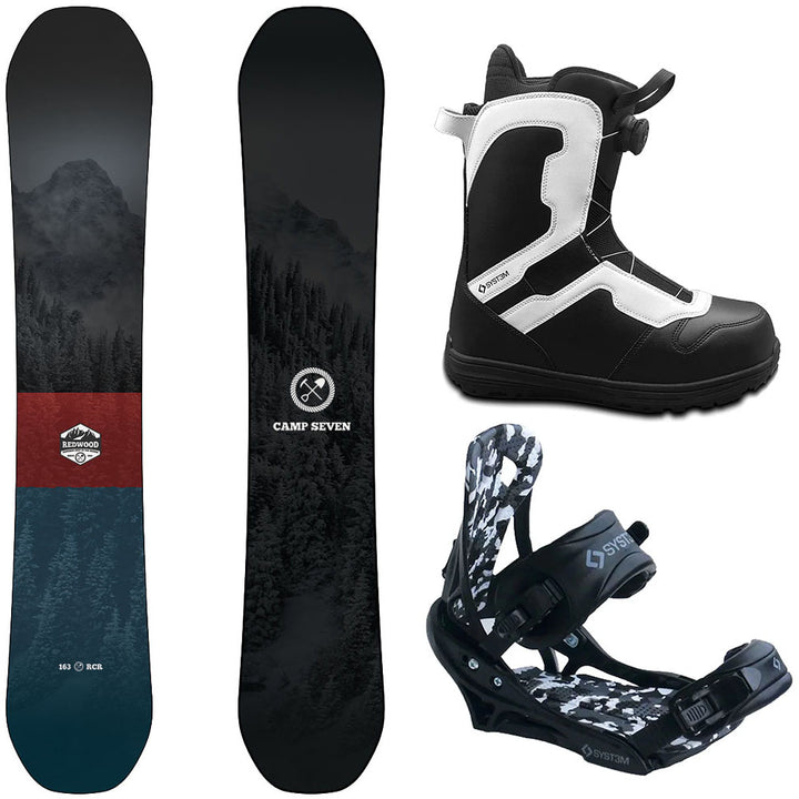 Camp Seven Redwood Snowboard, Pro Twist Boots, APX Bindings - Men's Complete Snowboard Package