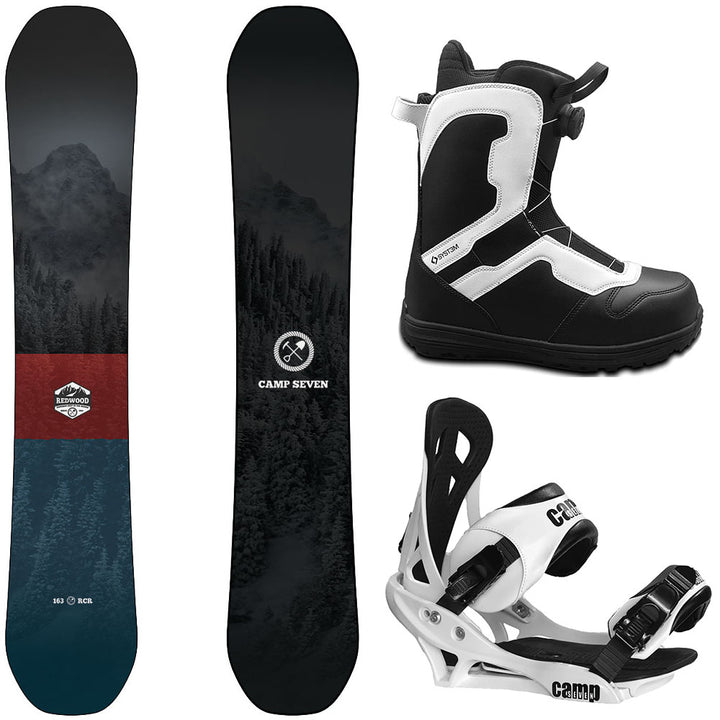 Camp Seven Redwood Snowboard, Pro Twist Boots, Summit Bindings - Men's Complete Snowboard Package