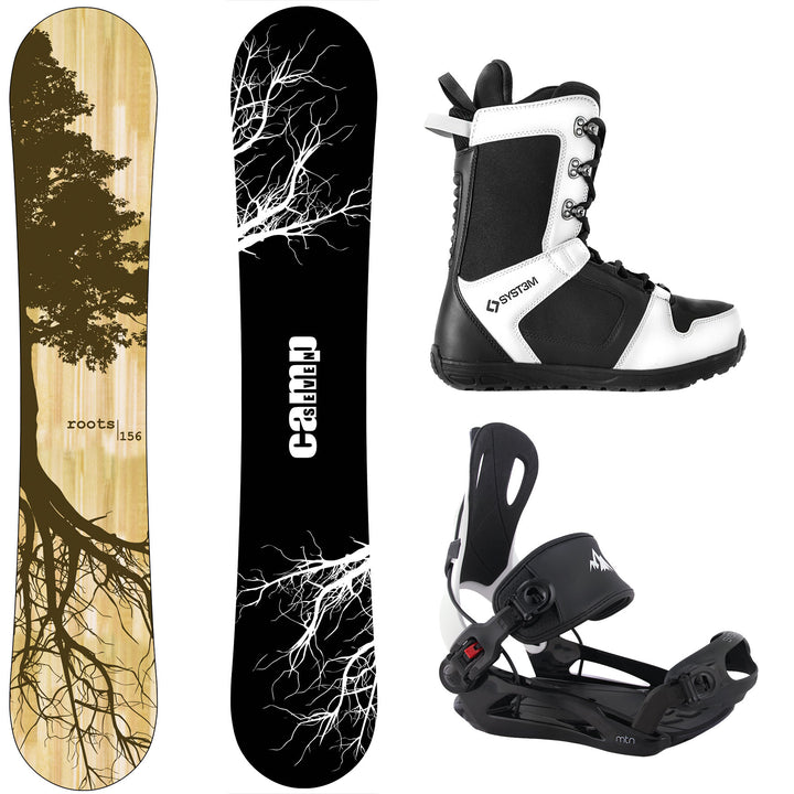 Camp Seven Roots Snowboard, APX Boots, MTN Bindings - Men's Complete Snowboard Package