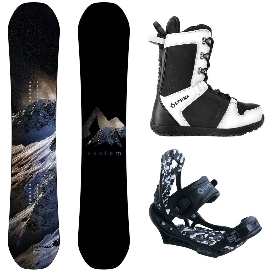 System Team Snowboard, APX Boots, APX Bindings - Men's Complete Snowboard Package 2027
