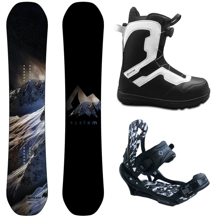 System Team Snowboard, Pro Twist Boots, APX Bindings - Men's Complete Snowboard Package 2027