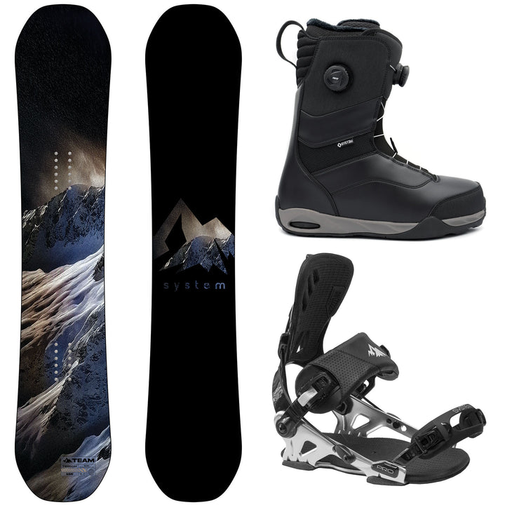 System Team Snowboard, Team Dual Pro Twist Boots, Pro rear Entry Bindings - Men's Complete Snowboard Package 2027