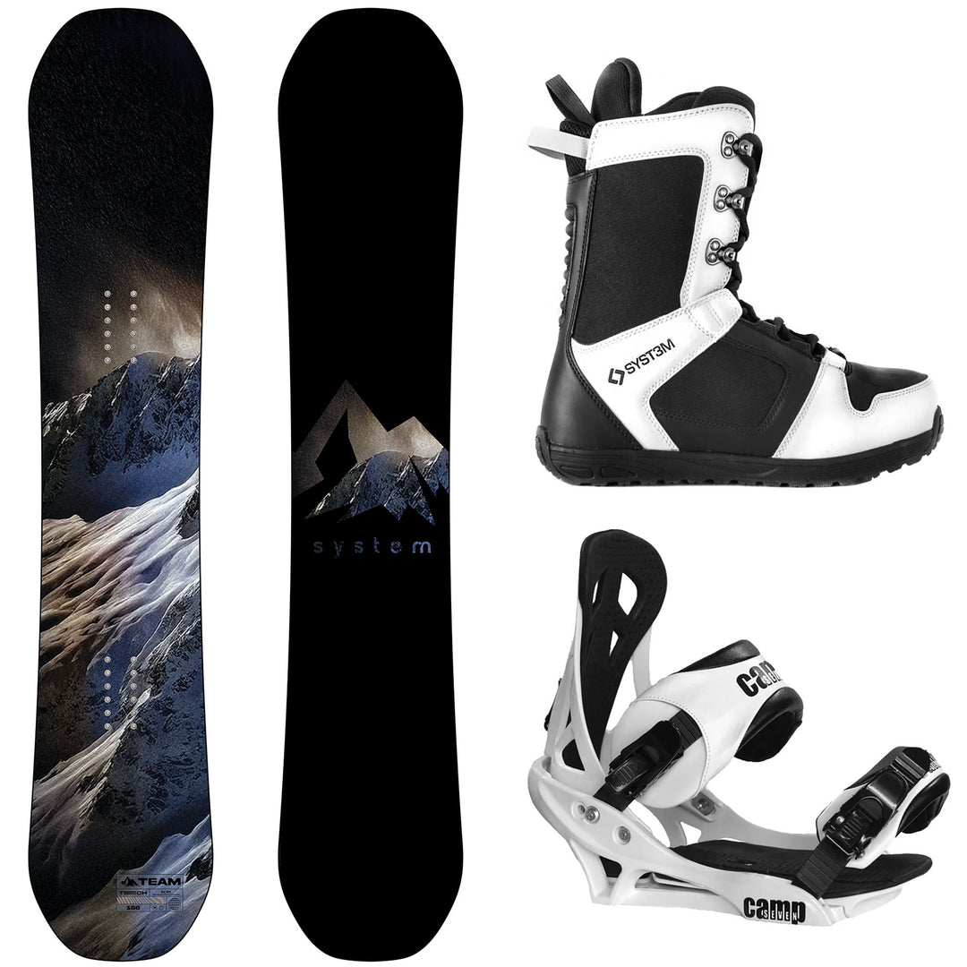 System Team Snowboard, APX Boots, APX Bindings - Men's Complete Snowboard Package 2027