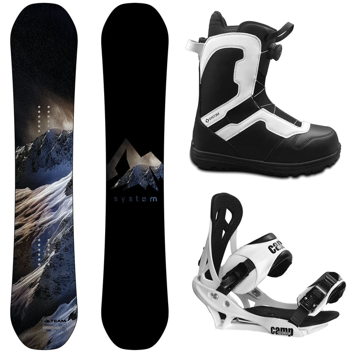 System Team Snowboard, Pro Twist Boots, APX Bindings - Men's Complete Snowboard Package 2027