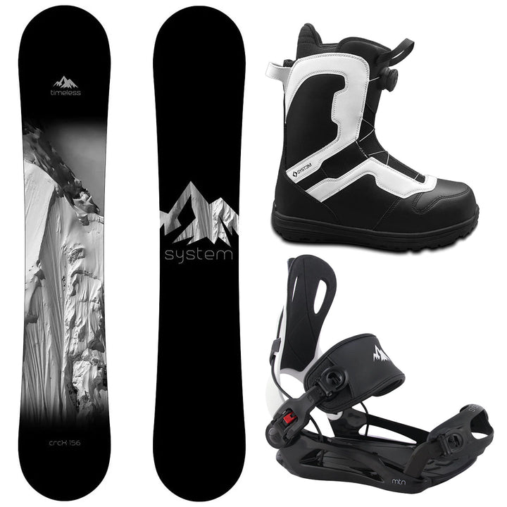 System Timeless Snowboard, Pro Twist Boots, MTN Bindings - Men's Complete Snowboard Package