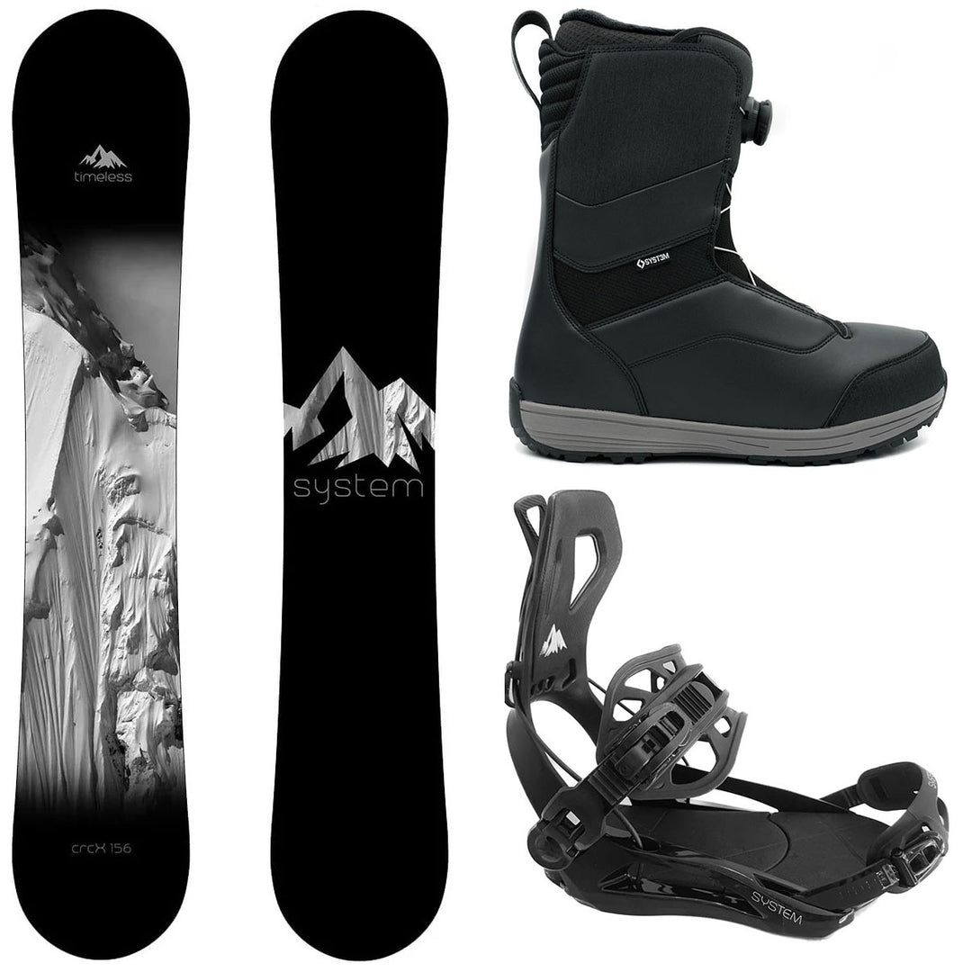 System Timeless Snowboard, Pro Twist Boots, Ultra Bindings - Men's Complete Snowboard Package 2027