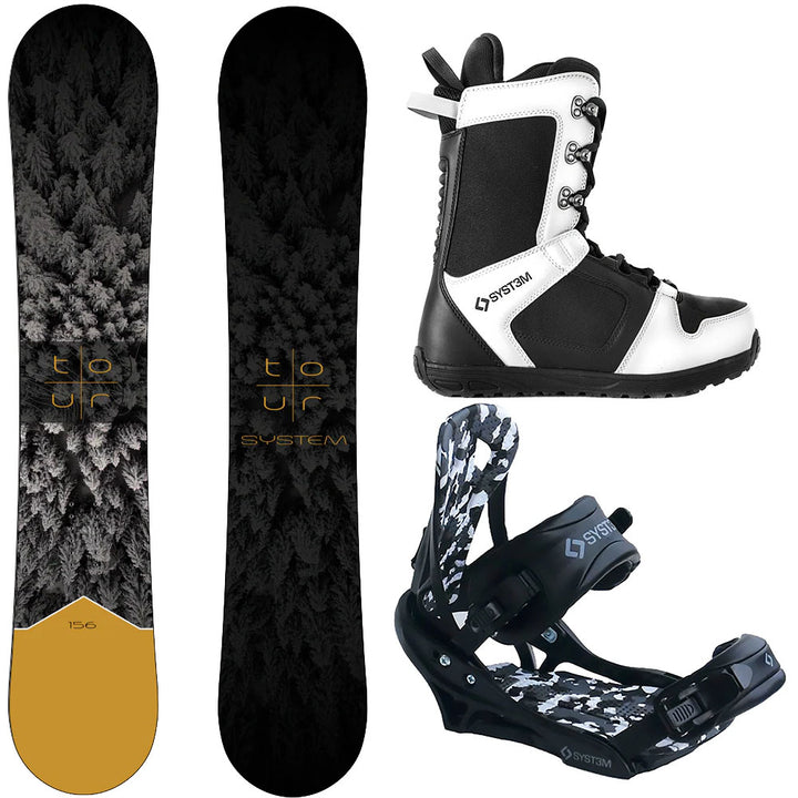 System Tour Snowboard, APX Boots, APX Bindings - Men's Complete Snowboard Package