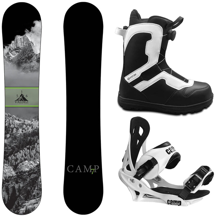 Camp Seven Valdez Snowboard, Pro Twist Boots, Summit Bindings - Men's Complete Snowboard Package